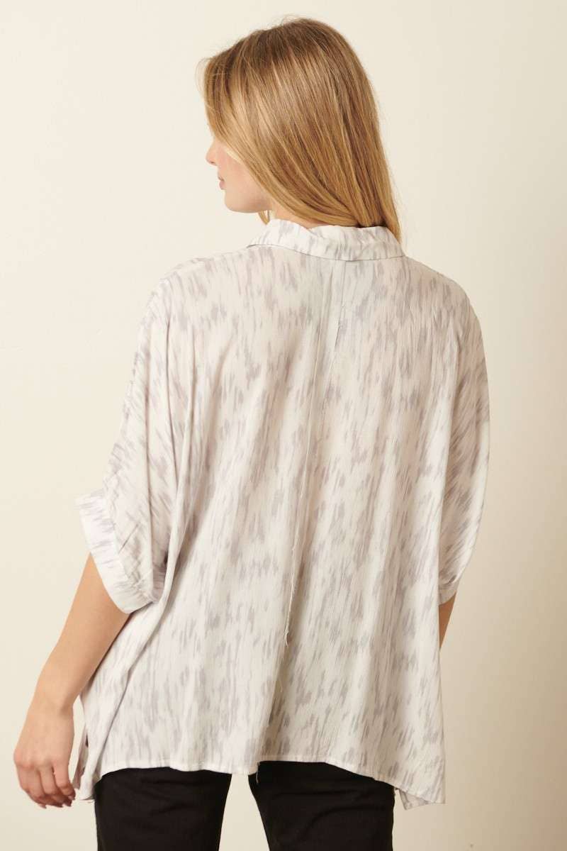 GAUZE BUBBLE DOLMAN SLEEVE BLOUSE