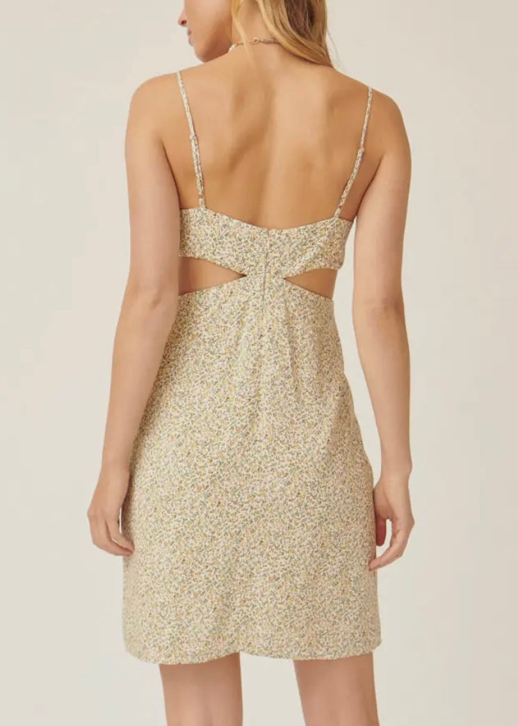 Floral Button-Front Sweetheart Mini Dress