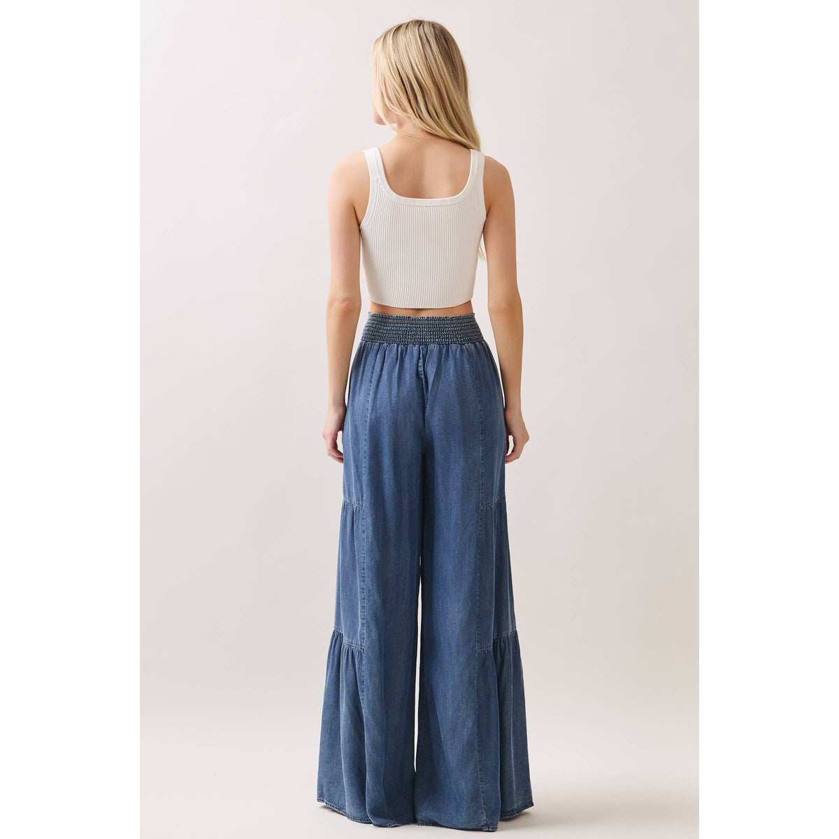 Denim Tencel Wide Leg Pant