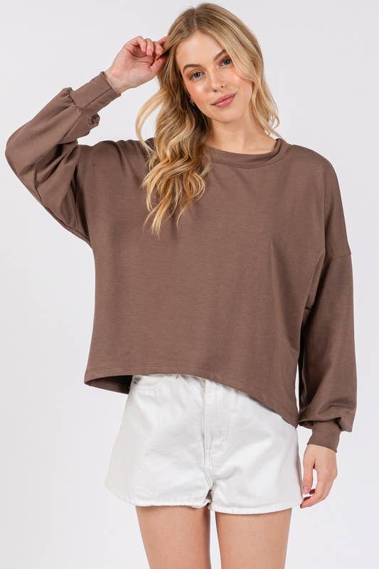 Cotton Terry Long Sleeve Top