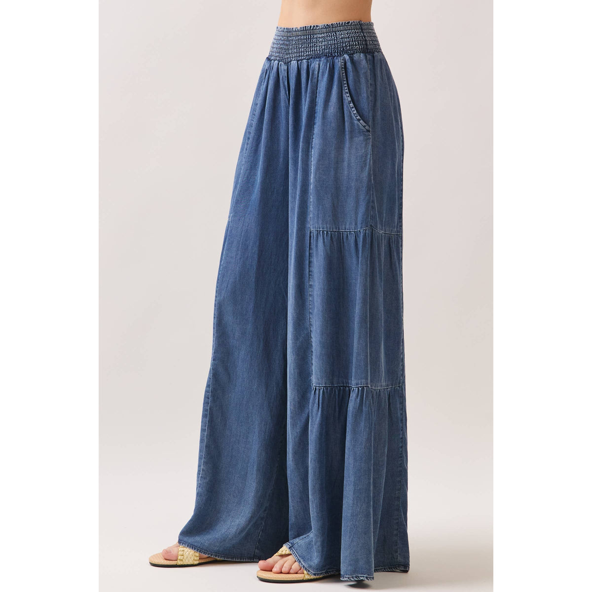 Denim Tencel Wide Leg Pant