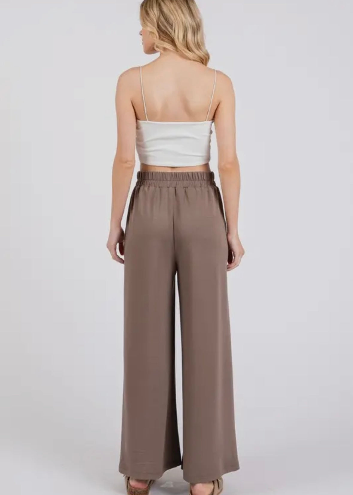 Modal Elastic Waist Wide Leg Pants