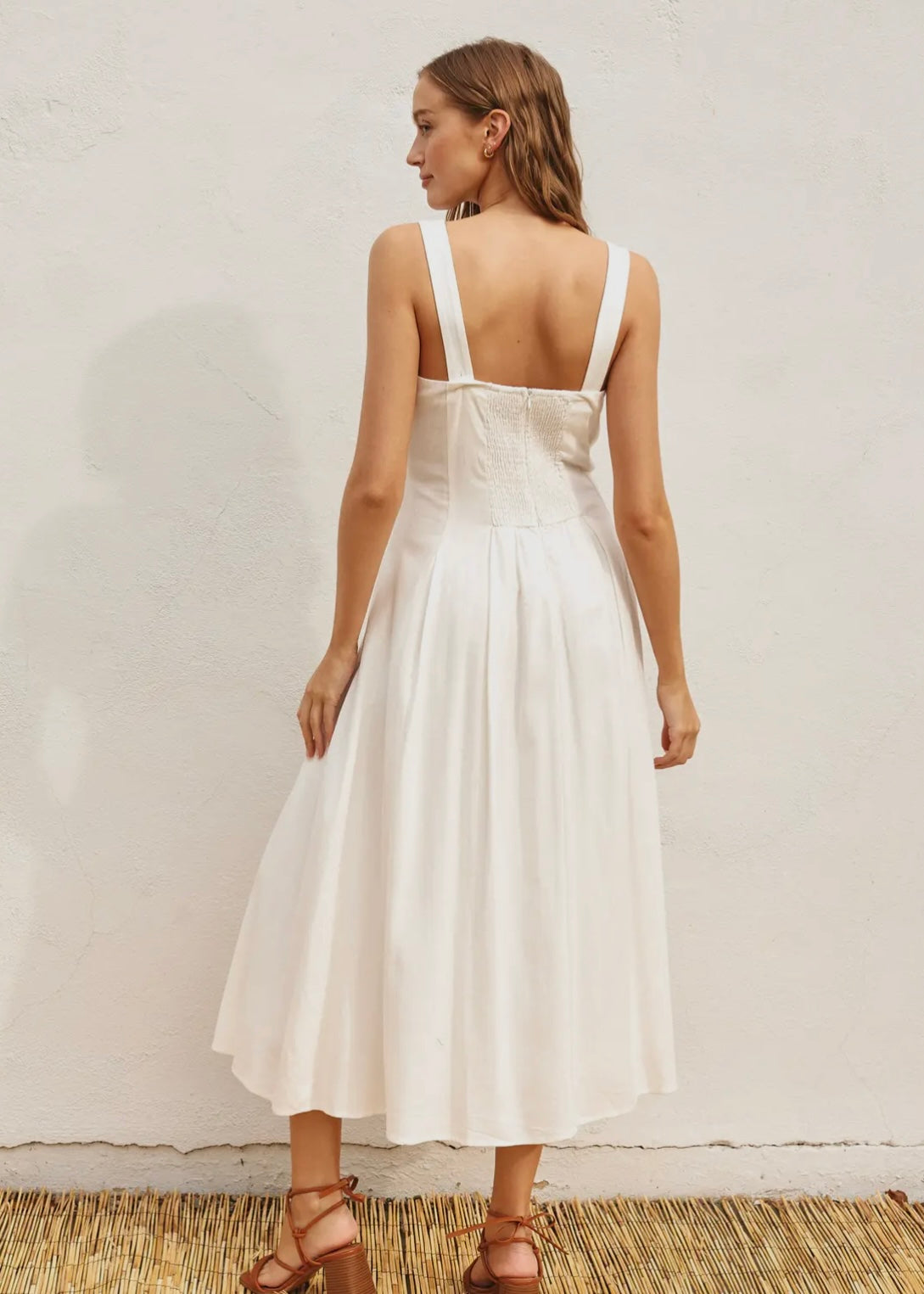 Linen Blend Flare Maxi Dress