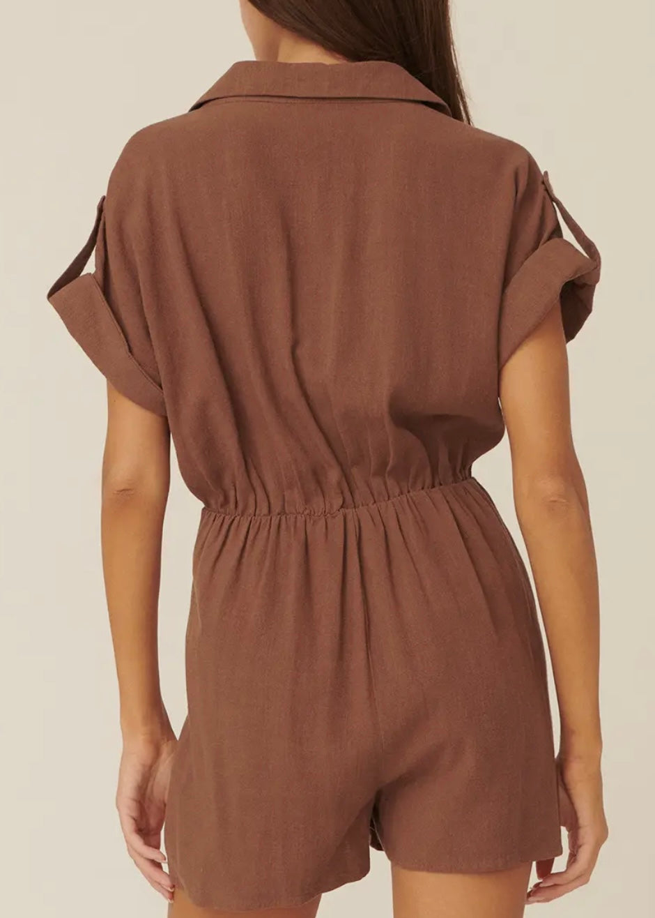 Collared Surplice Romper