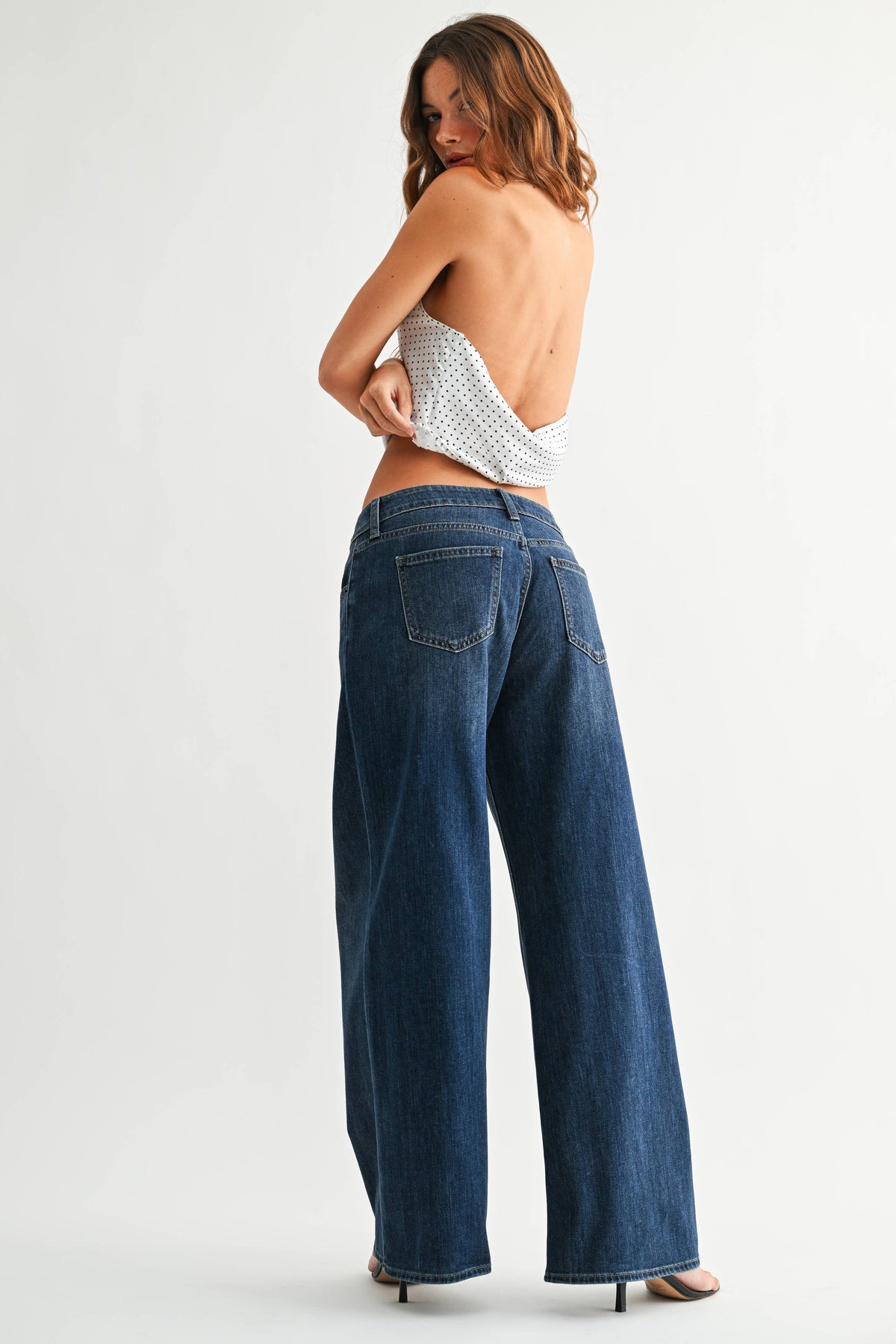 Dark Stretch Mid Rise Palazzo