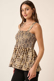 ANIMAL PRINT SMOCKING DETAIL TANK