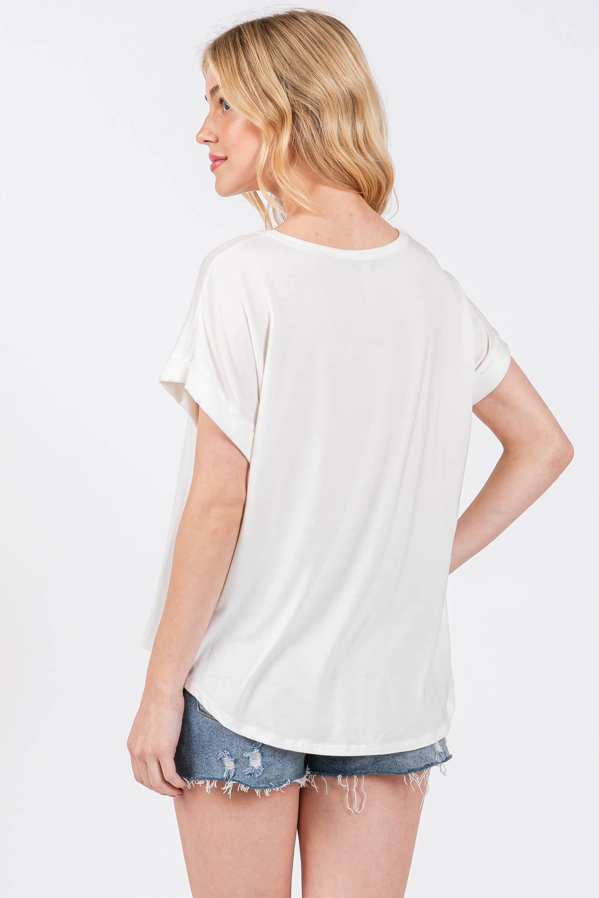 Solid Crew Neck Short Sleeve Top