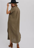 Button Up Maxi Shirt Dress