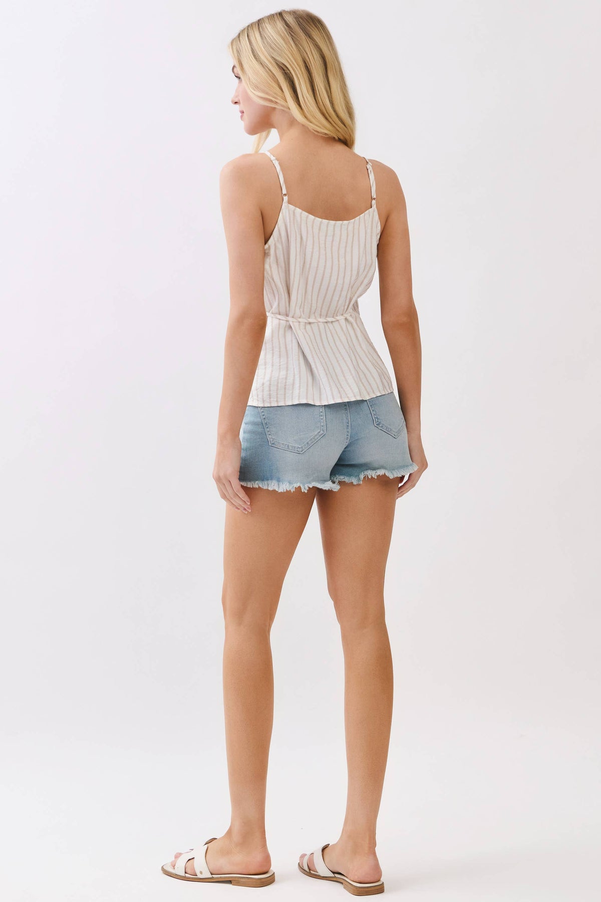 Stripe Surplice Tie Top