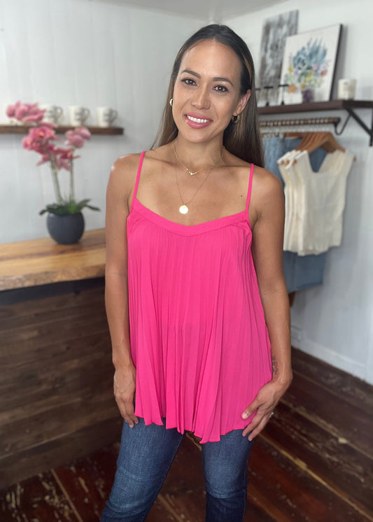 Pleated Spaghetti Strap Top