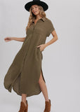Button Up Maxi Shirt Dress