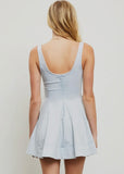 Denim Panel Skater Mini Dress