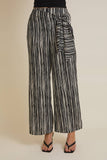 WAIST TIE WIDE LEG STRIPE PANTS