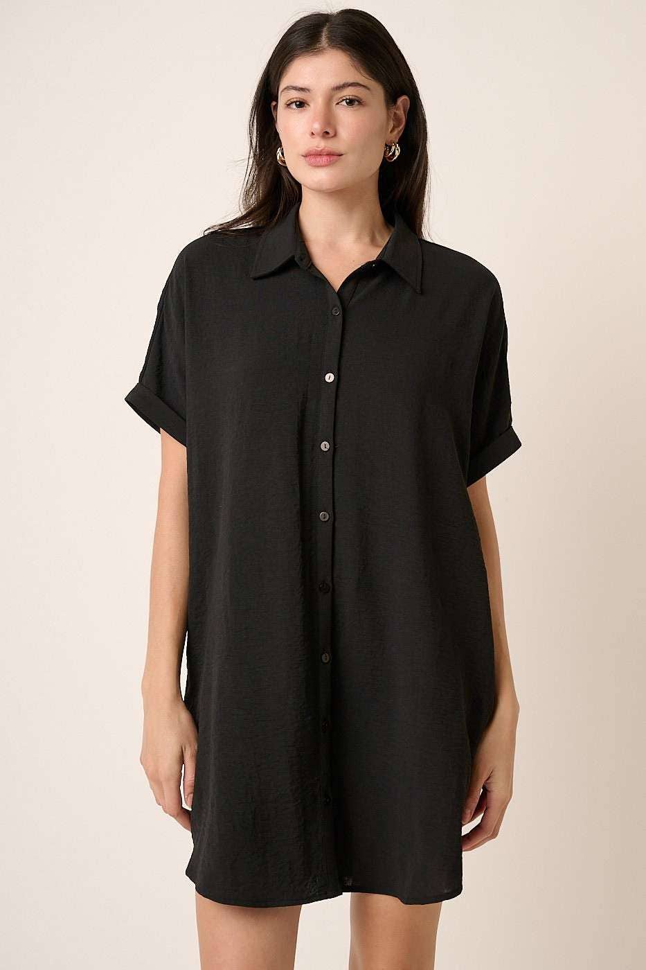 AIRFLOW DOLMAN SHORT SLEEVE MINI SHIRT DRESS