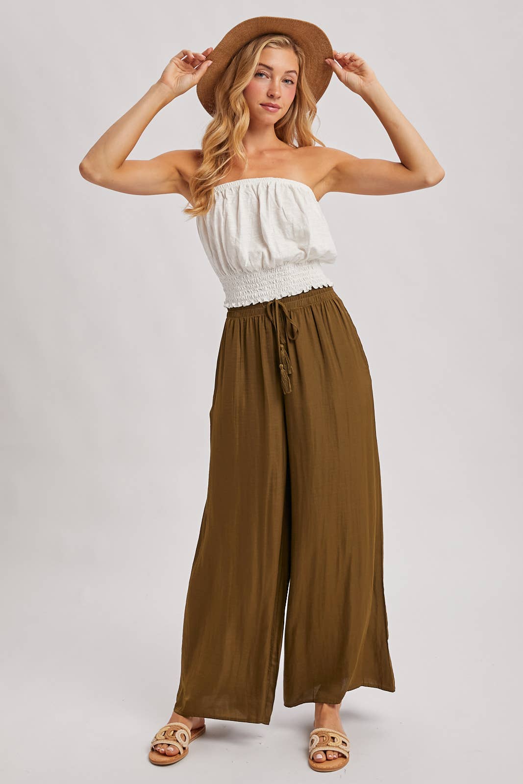 SILKY PALAZZO WIDE LEG PANTS