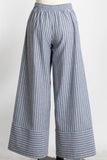STRIPED DRAWSTRING WAIST WIDE LEG PANTS - VGP700005B