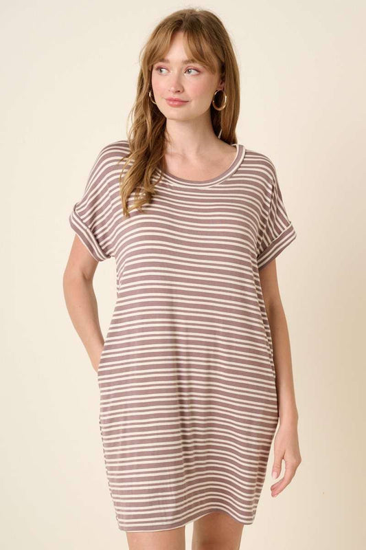 STRIPE DOLMAN T SHIRT DRESS