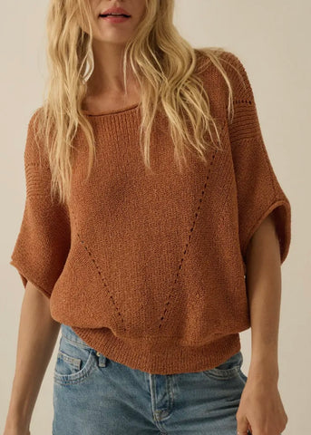 Ribbed Short Sleeve Sweater