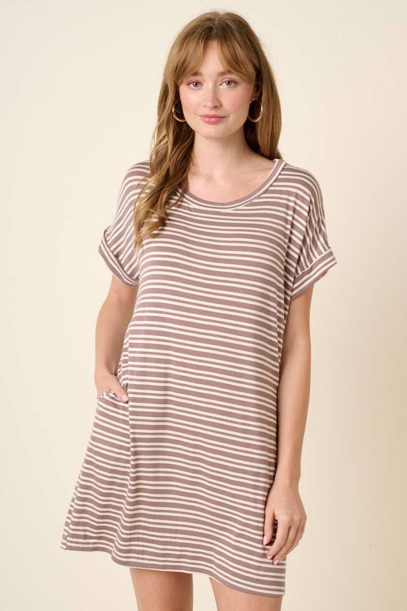 STRIPE DOLMAN T SHIRT DRESS
