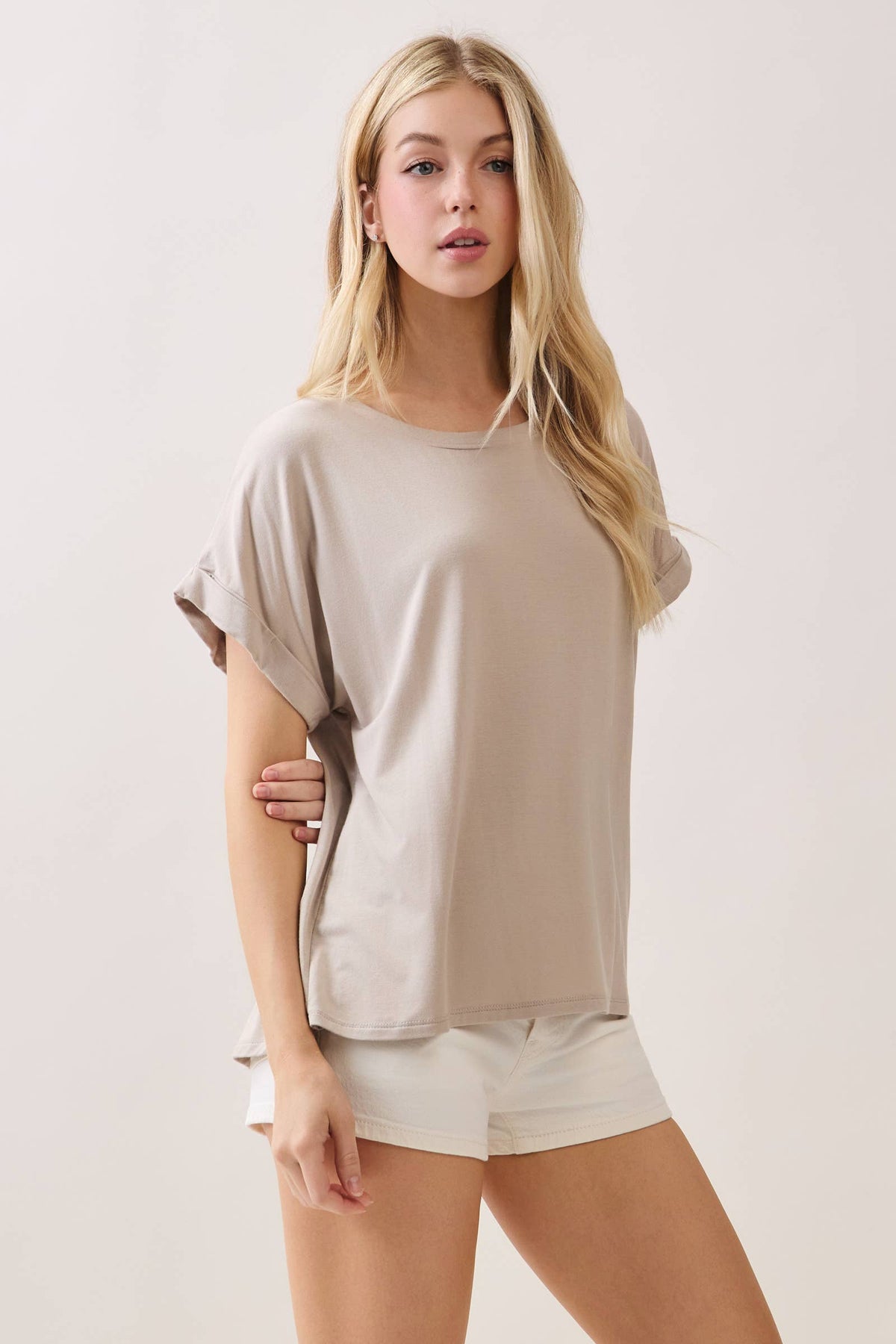 Solid Crew Neck Short Sleeve Top
