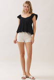 Gauze Baby Doll Ruffle Top