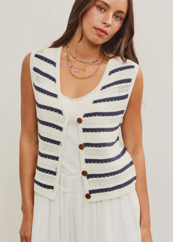 Striped Sleeveless Sweater Vest
