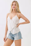 Stripe Surplice Tie Top