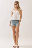 Gauze Baby Doll Ruffle Top