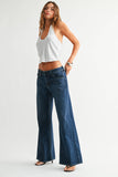 Dark Stretch Mid Rise Palazzo