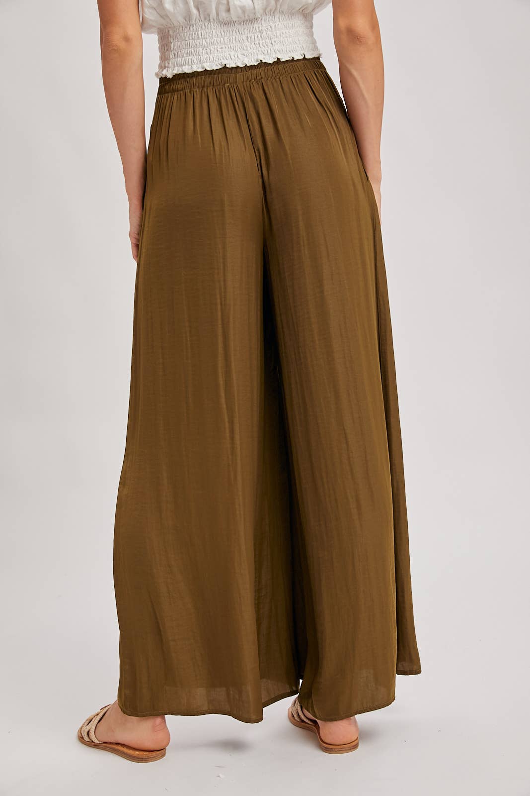 SILKY PALAZZO WIDE LEG PANTS