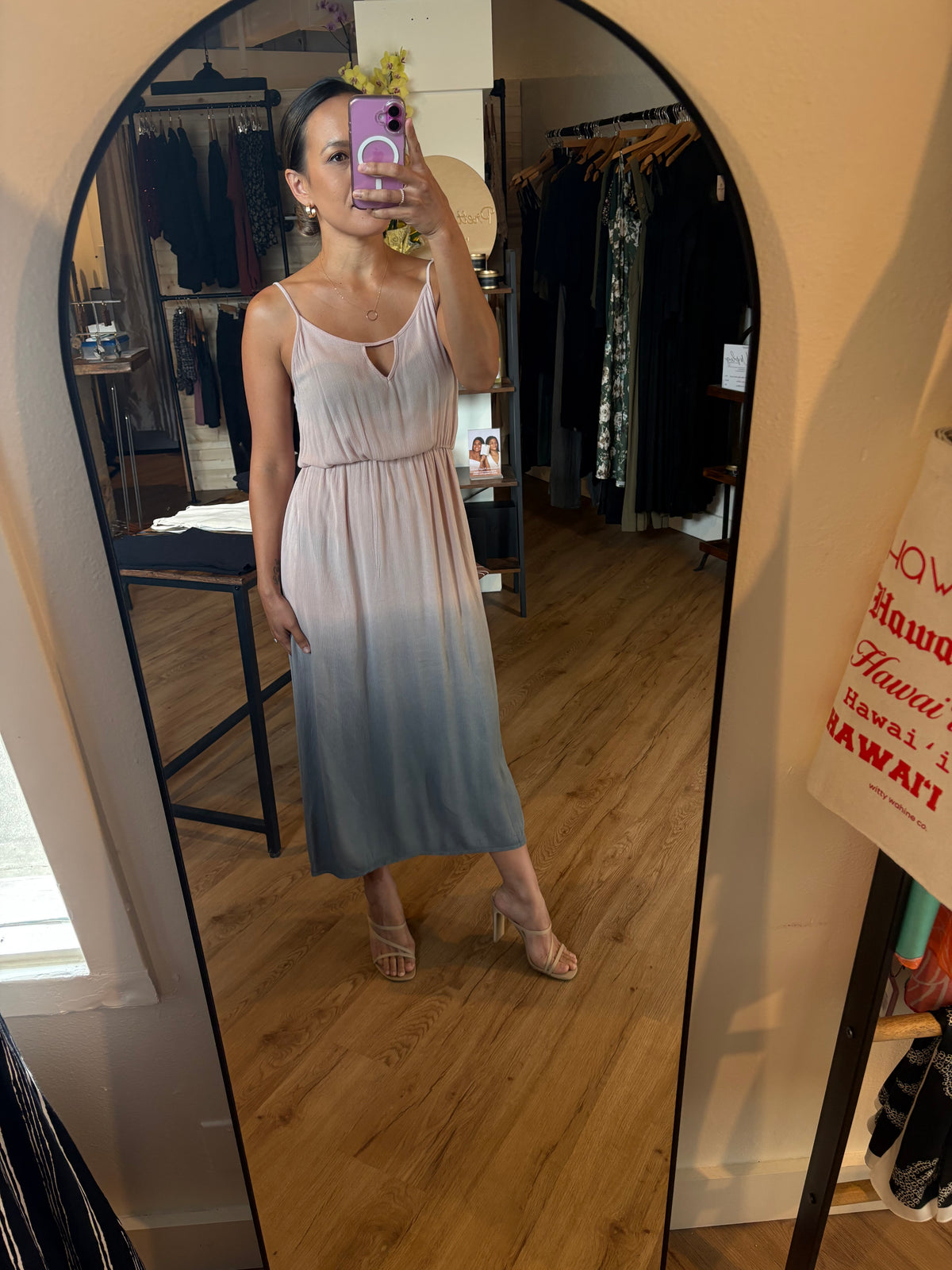 Ombre Keyhole Woven Maxi Dress
