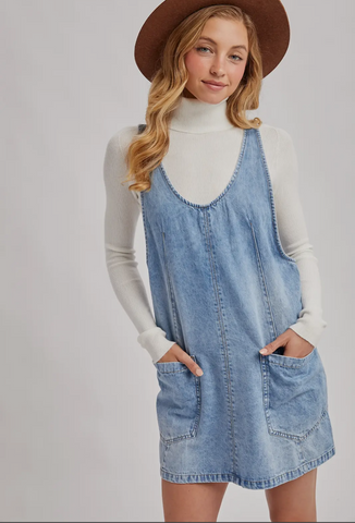 Denim Overall Pocket Dress