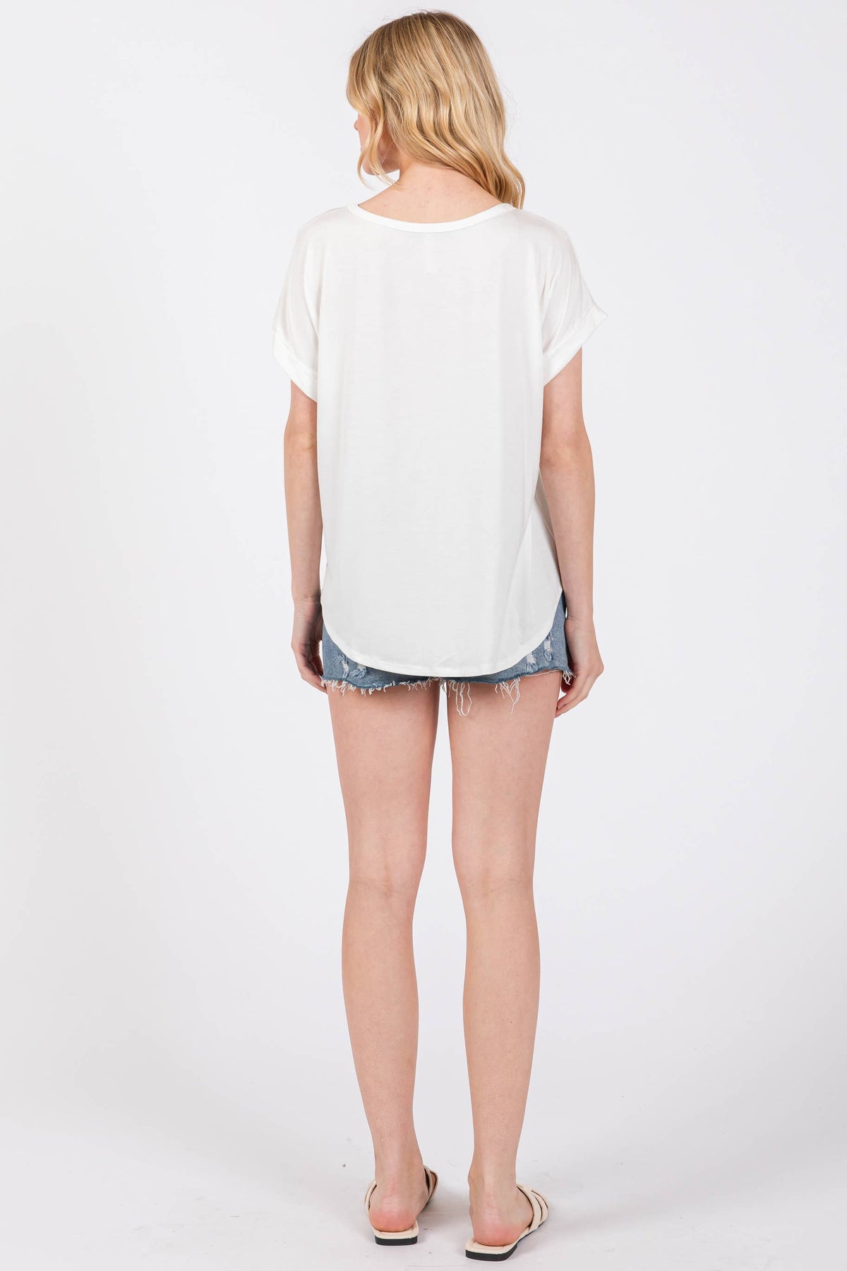Solid Crew Neck Short Sleeve Top