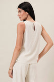 SCOOP NECK SLEEVELESS PLEATED DETAIL TOP