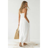 Pom Pom Smocking Maxi Dress