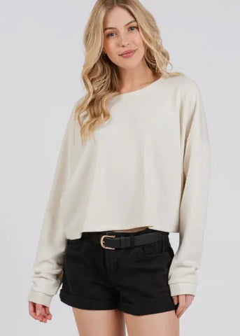 Modal Drop Long Sleeve Crop Top