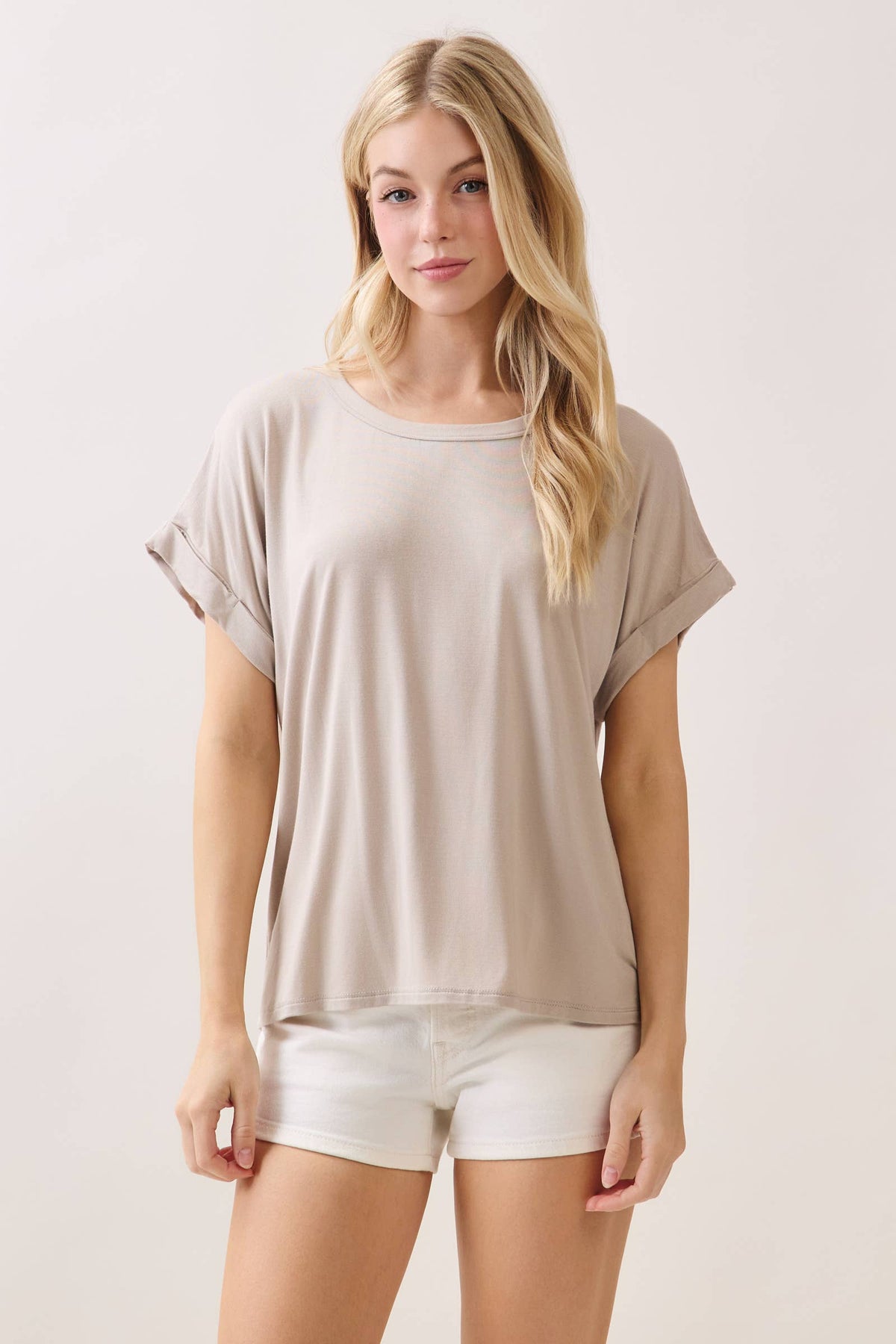 Solid Crew Neck Short Sleeve Top