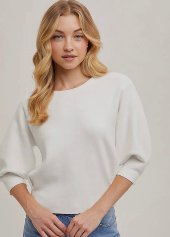 Puffed 3/4 Sleeve Sweater