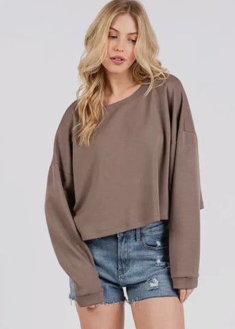 Modal Drop Long Sleeve Crop Top