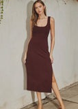 Ribbed Midi Back Cut Out Dress