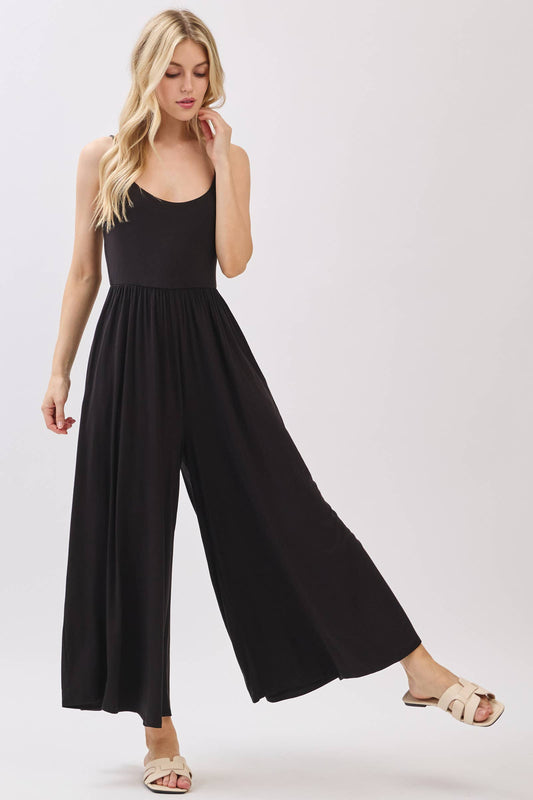 Flare Wide Leg Jumpsuit W/ Adjustable Strap