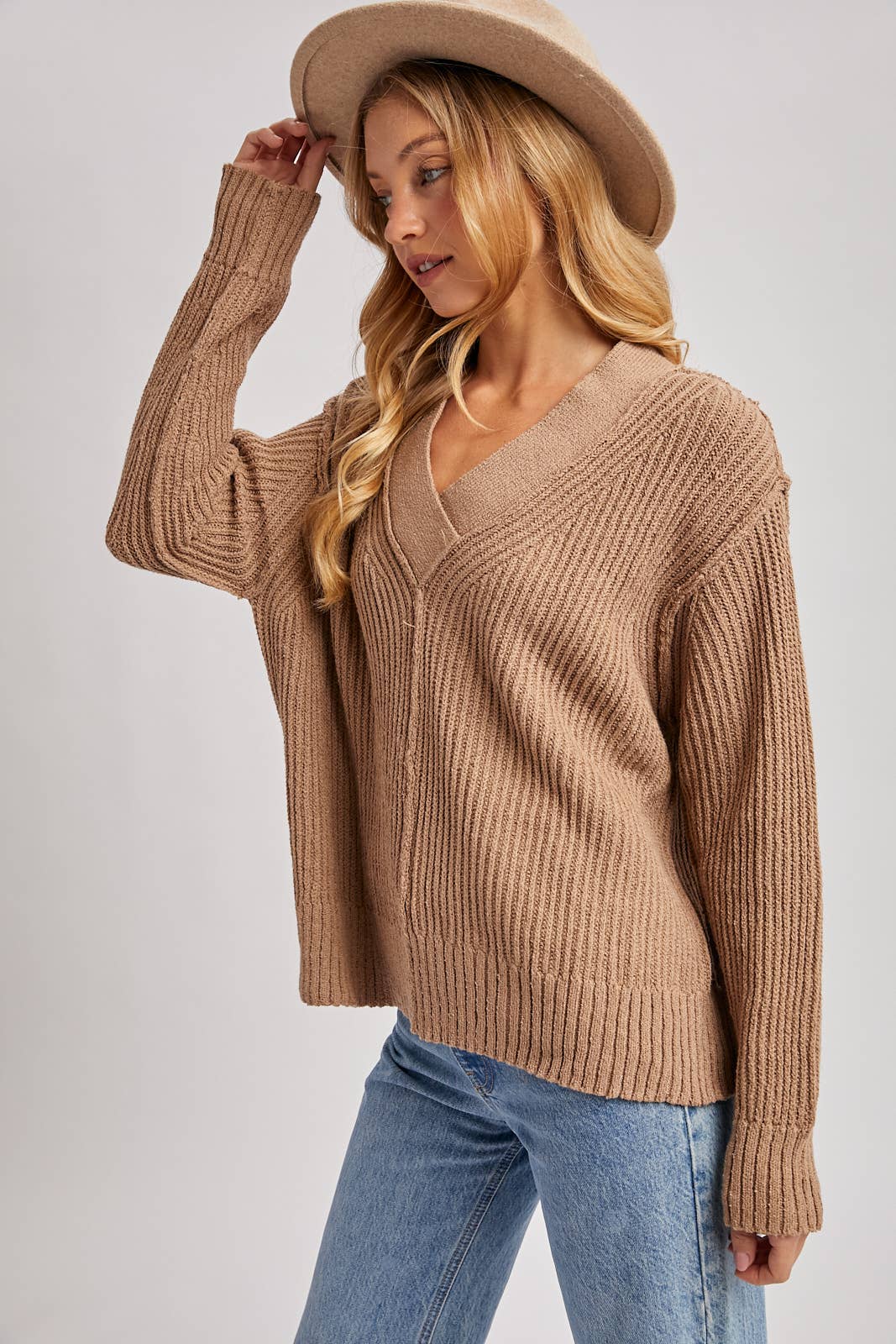 V-neck Knit Sweater Pullover