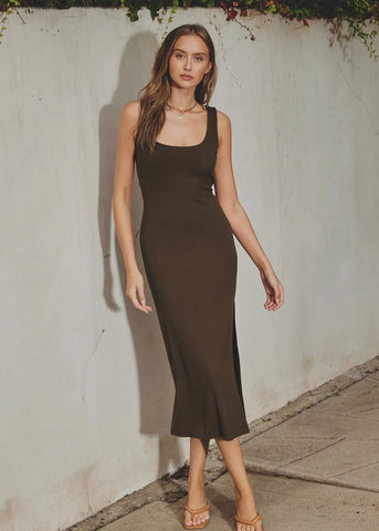 Ribbed Midi Back Cut Out Dress