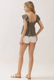Gauze Baby Doll Ruffle Top