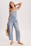 DENIM BARREL OVERALLS