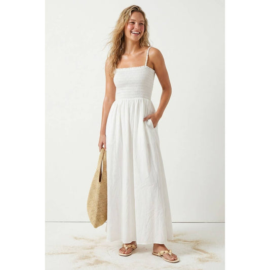 Pom Pom Smocking Maxi Dress
