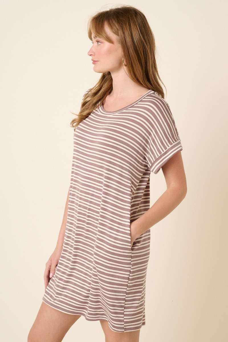 STRIPE DOLMAN T SHIRT DRESS