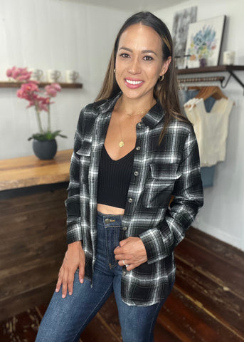Collared Plaid Long Sleeve Flannel