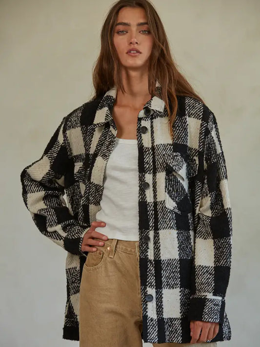 Woven Wool Plaid Jacket