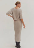 Fuzzy Top & Midi Skirt Set